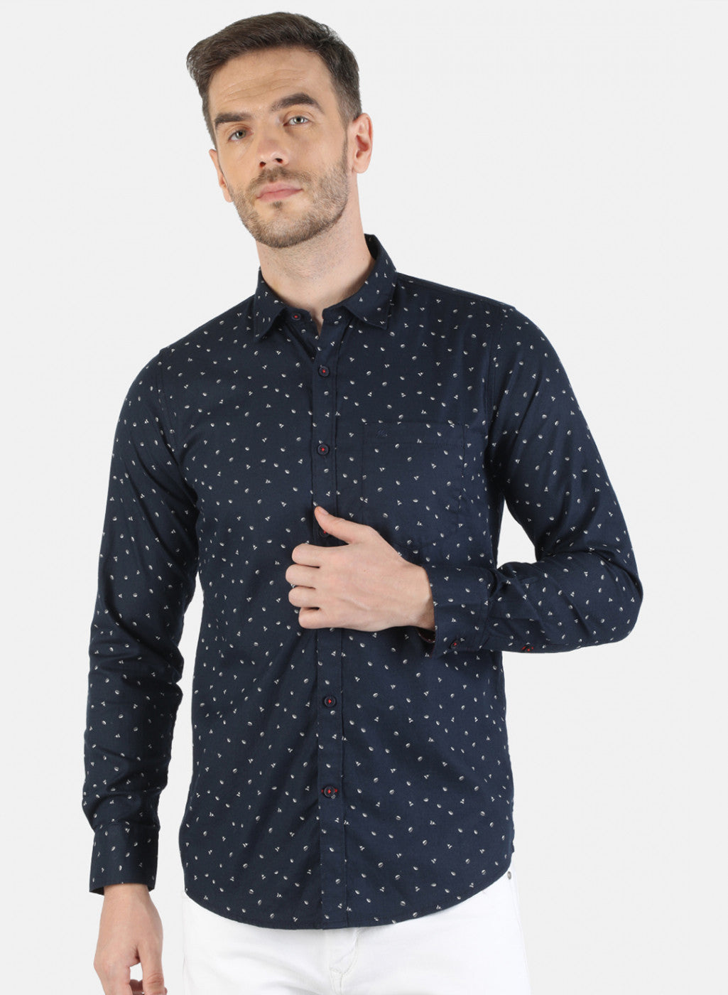 Men Navy Blue Printed Shirt