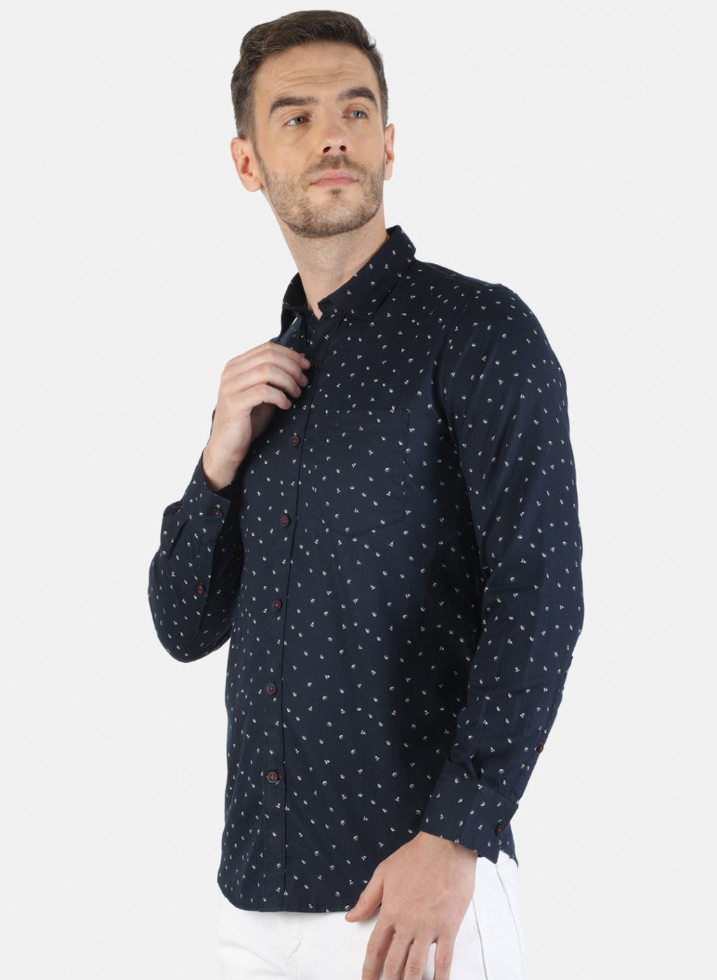 Men Navy Blue Printed Shirt