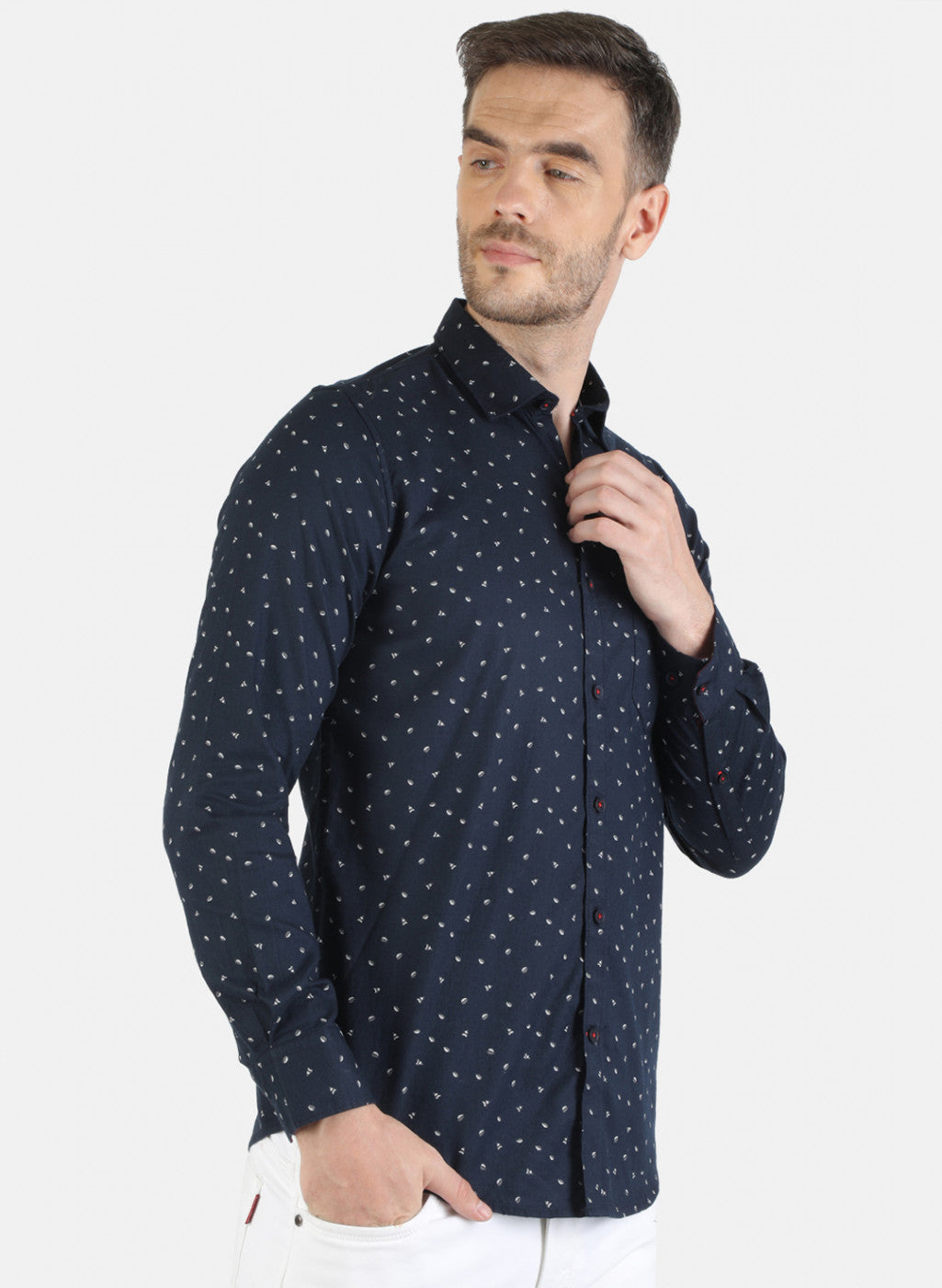 Men Navy Blue Printed Shirt