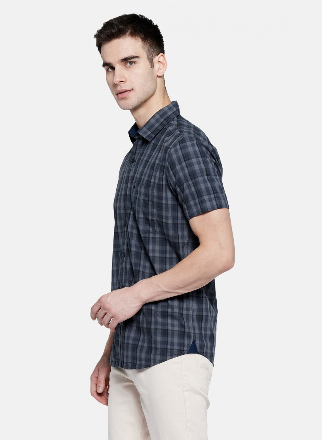 Mens Grey Check Shirt