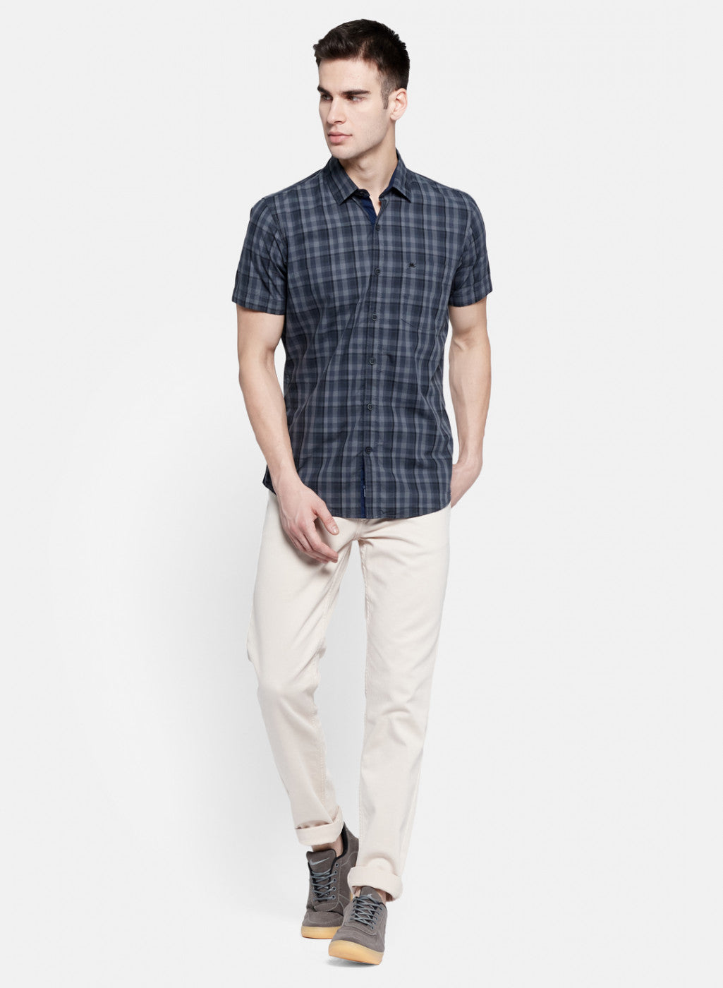 Mens Grey Check Shirt