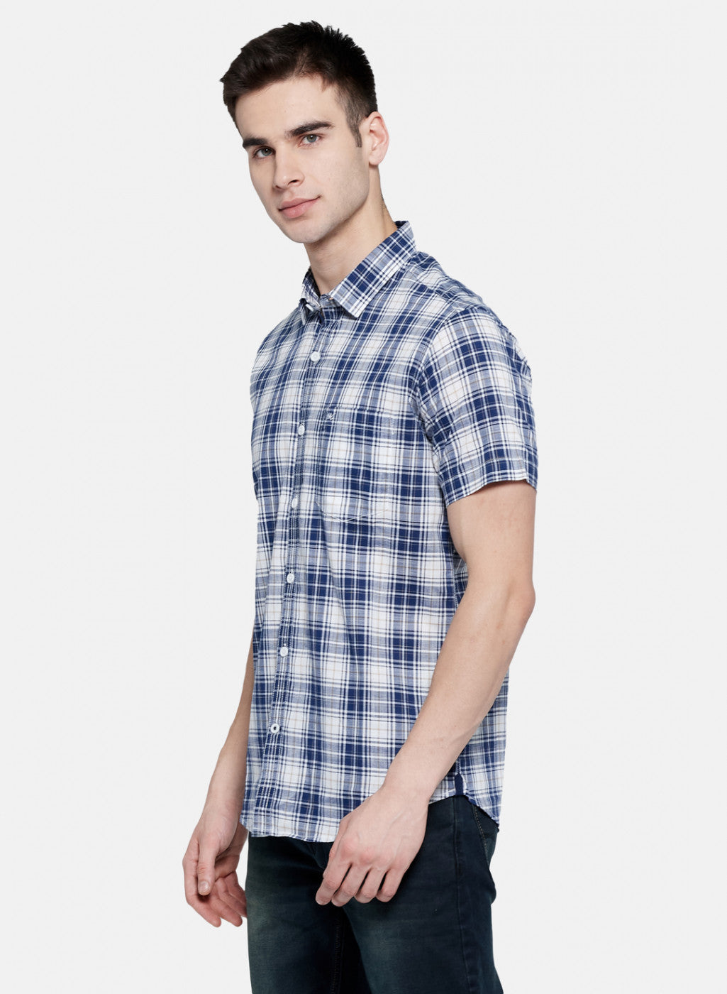 Mens NAvy Blue Check Shirt