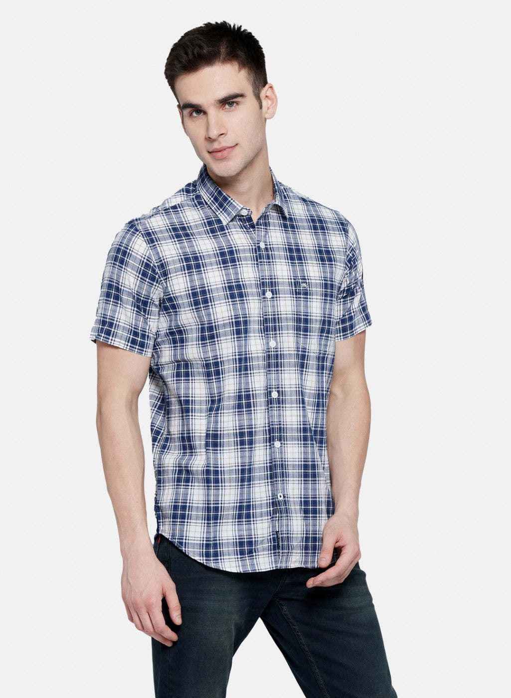 Mens NAvy Blue Check Shirt