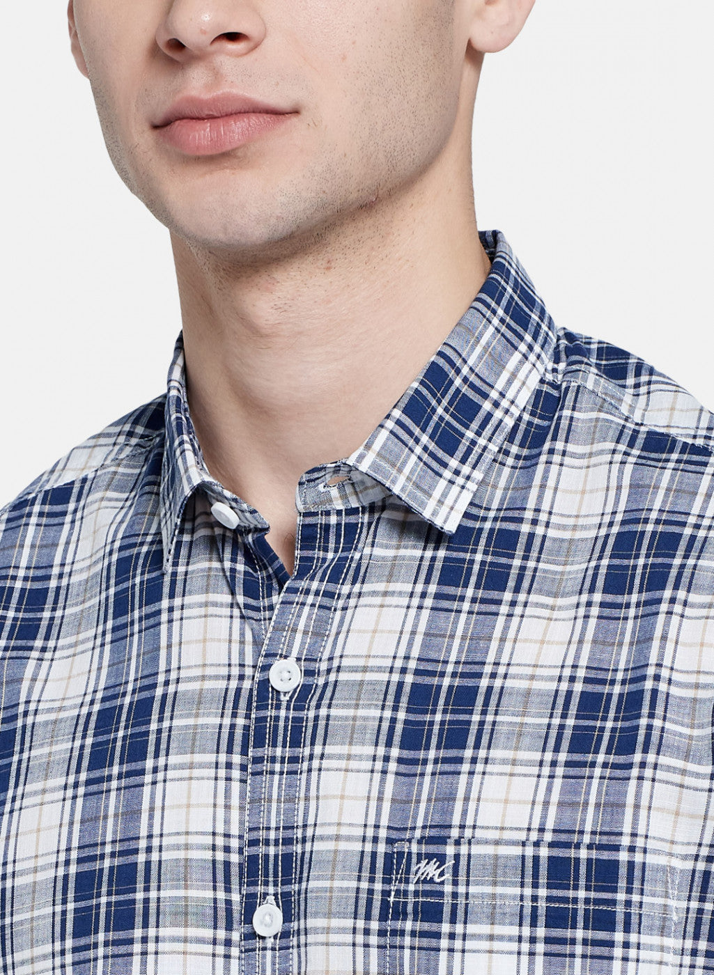 Mens NAvy Blue Check Shirt