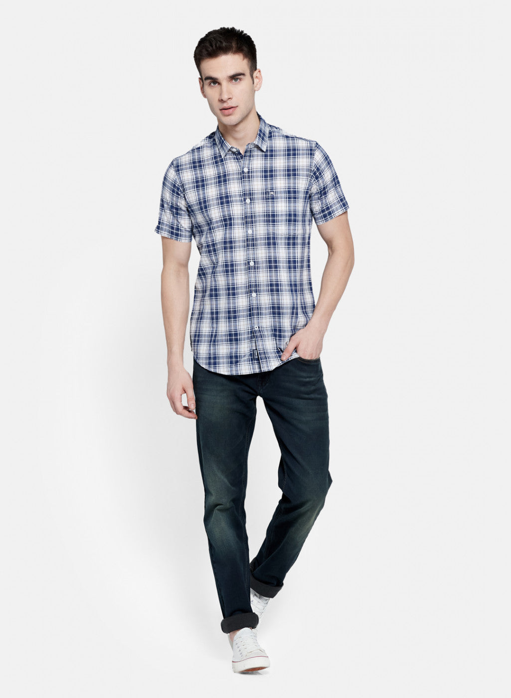 Mens NAvy Blue Check Shirt