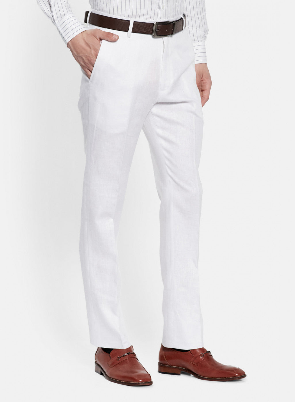 Mens White Smart Fit Trouser