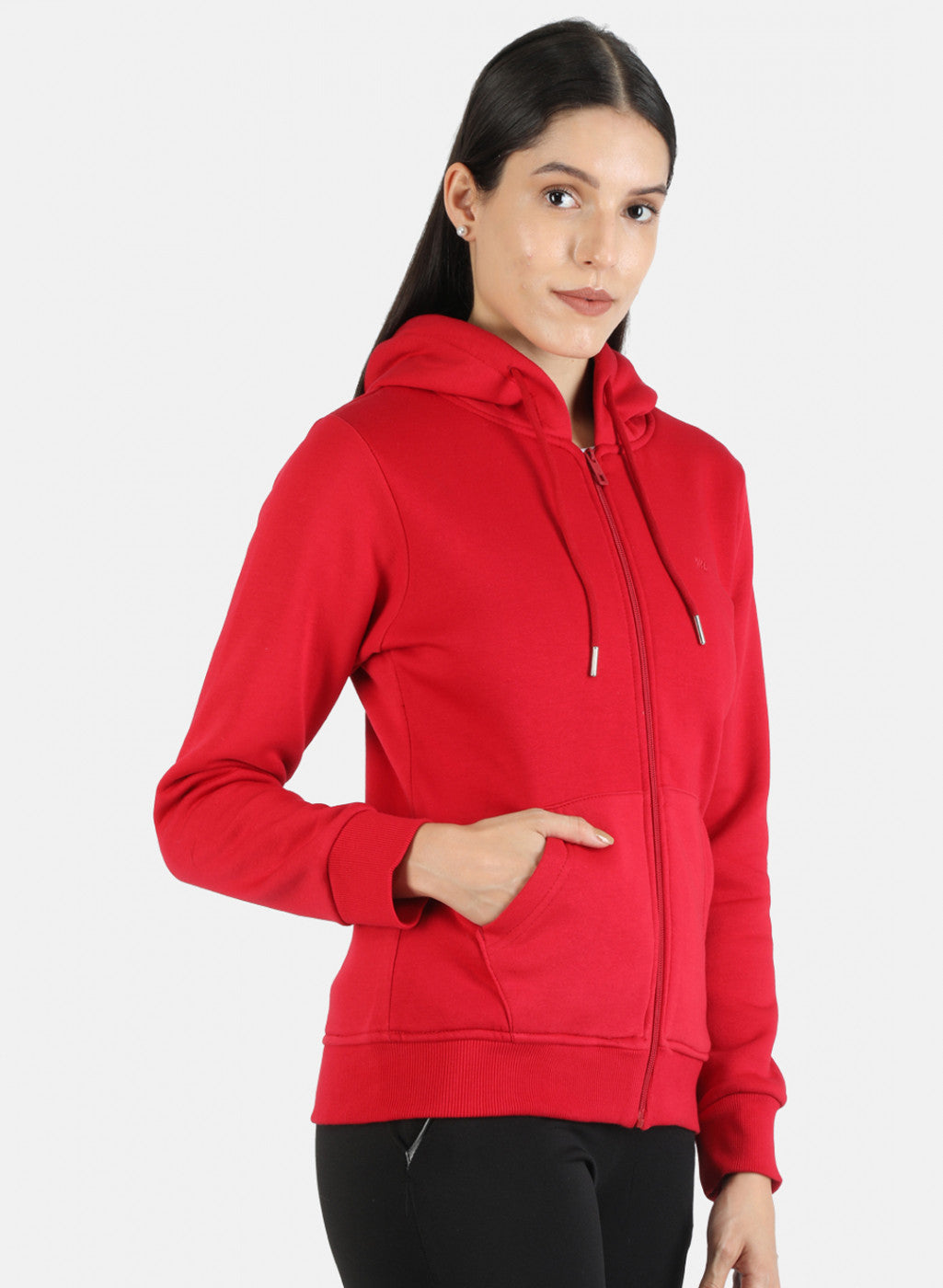 Women Red Solid Sweatshirt