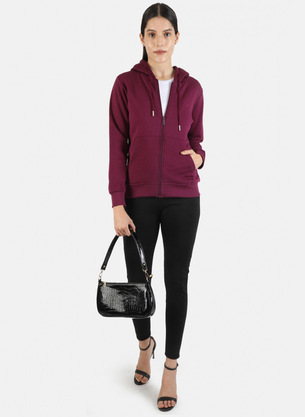 Women Purple Solid Sweatshirt