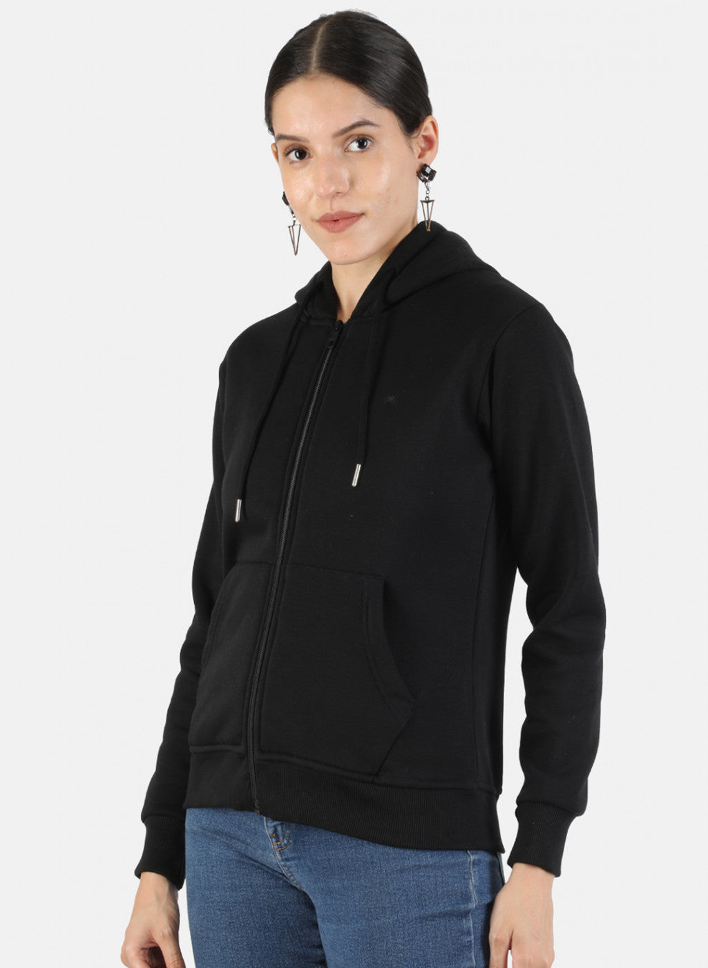 Women Black Solid Sweatshirt