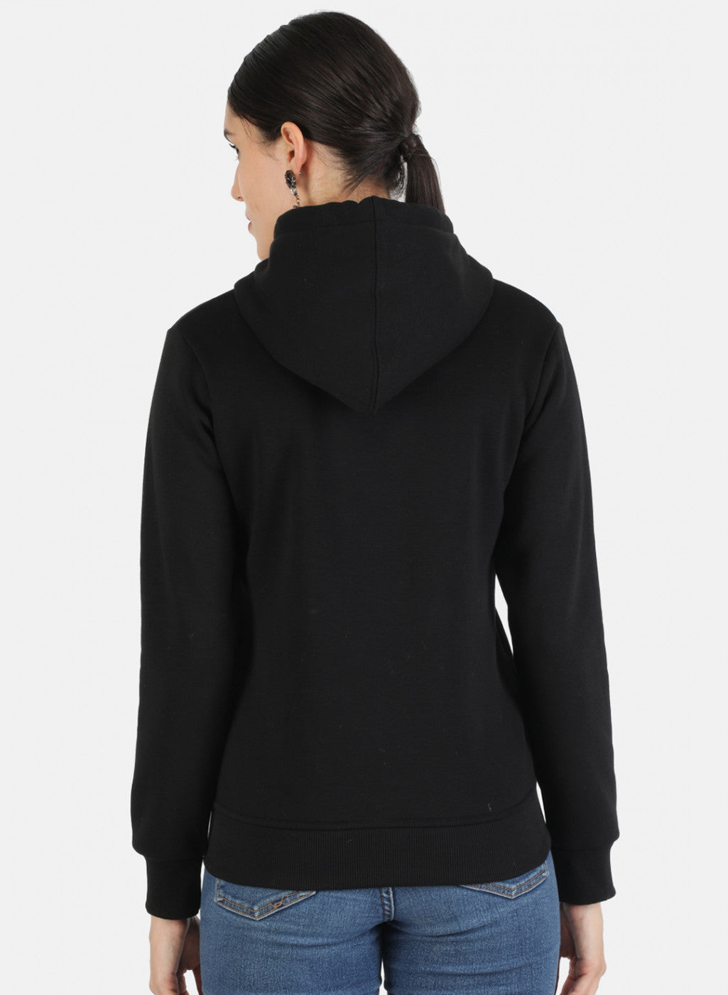 Women Black Solid Sweatshirt