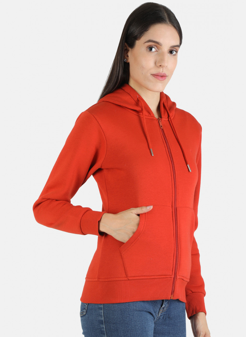 Women Orange Solid Sweatshirt