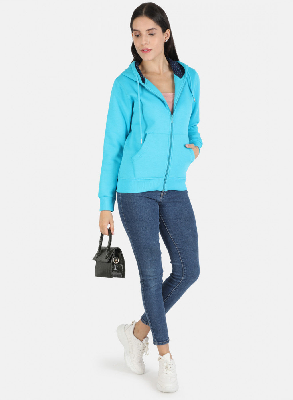 Women Blue Solid Sweatshirt