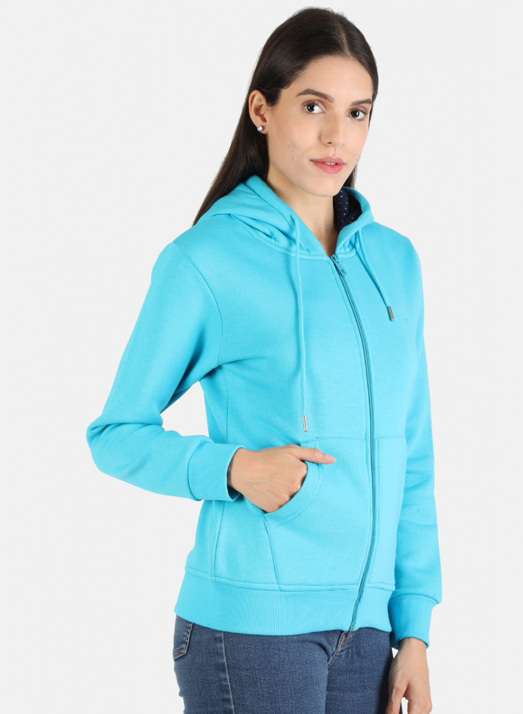 Women Blue Solid Sweatshirt