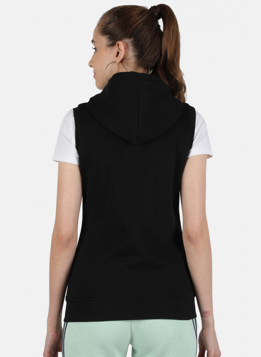 Women Black Solid Sweatshirt