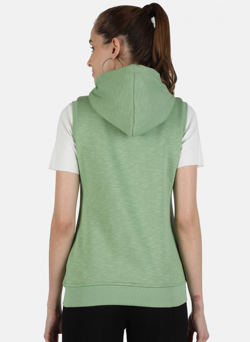 Women Green Solid Sweatshirt