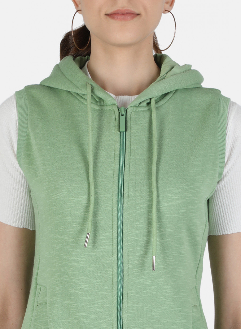 Women Green Solid Sweatshirt