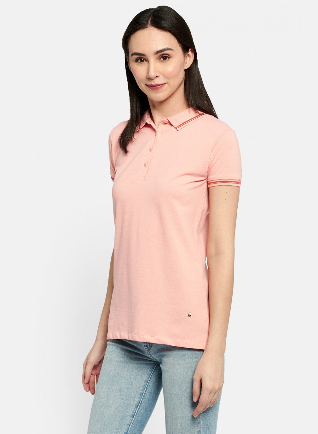 Womens Peach Plain T-Shirt