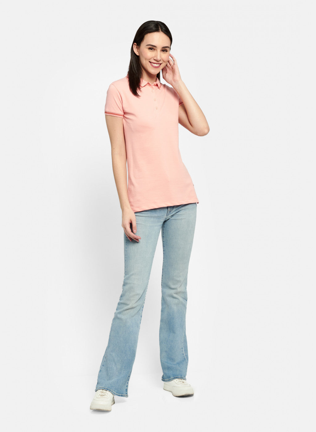 Womens Peach Plain T-Shirt