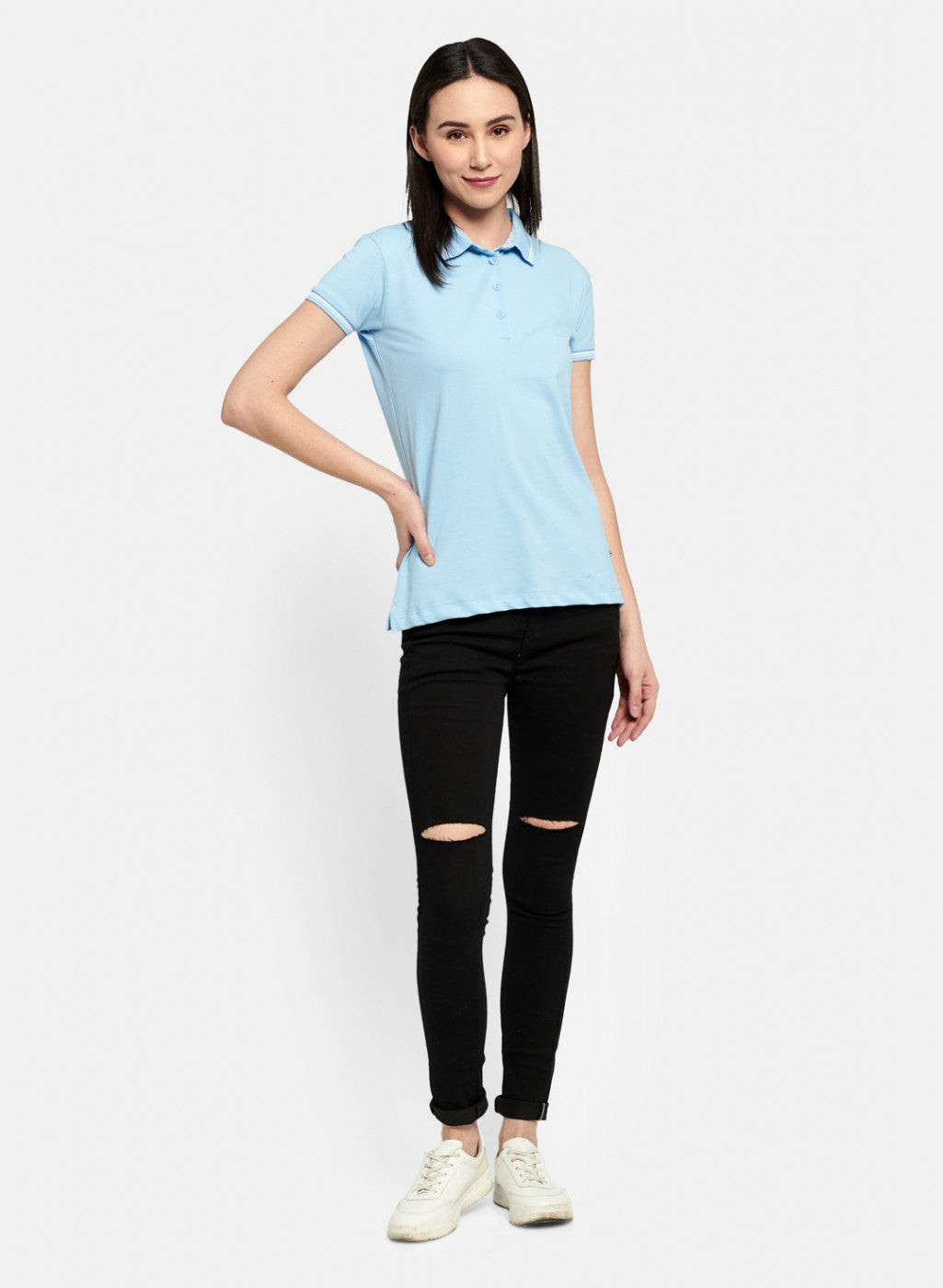 Womens Blue Plain T-Shirt