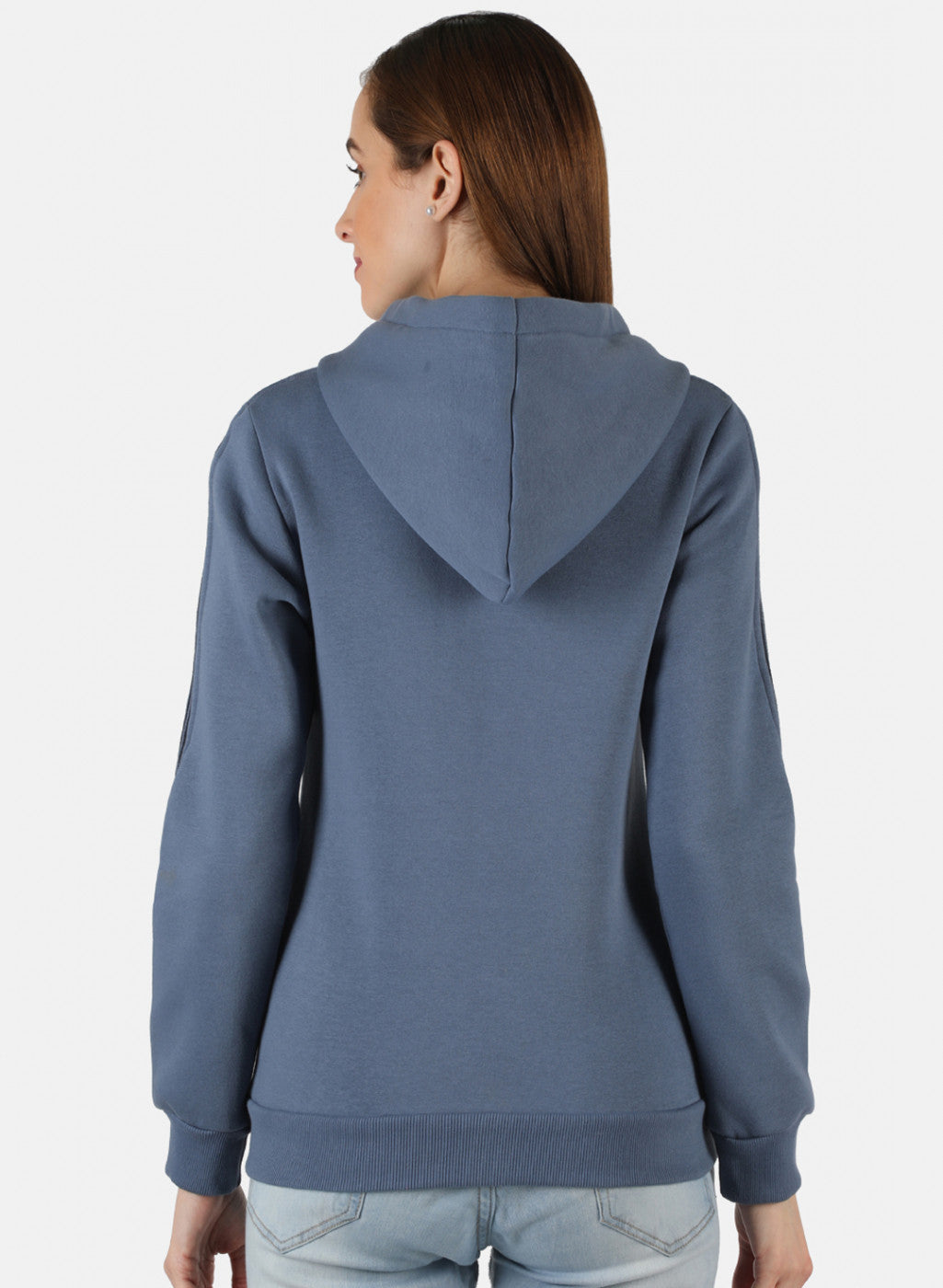 Women Blue Solid Sweatshirt