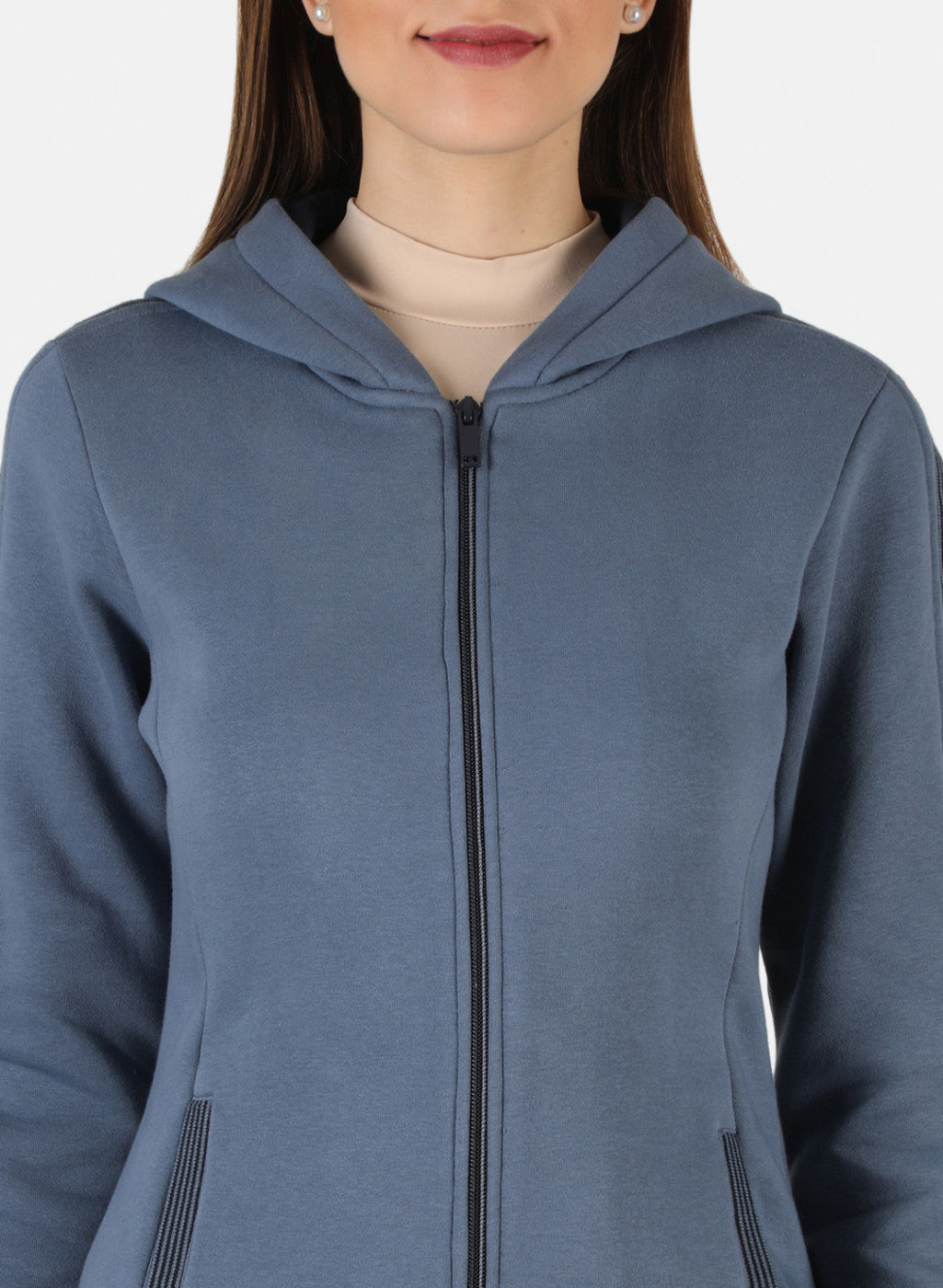 Women Blue Solid Sweatshirt