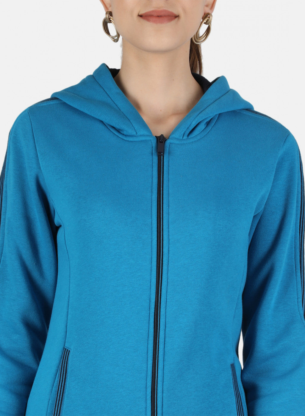 Women Blue Solid Sweatshirt