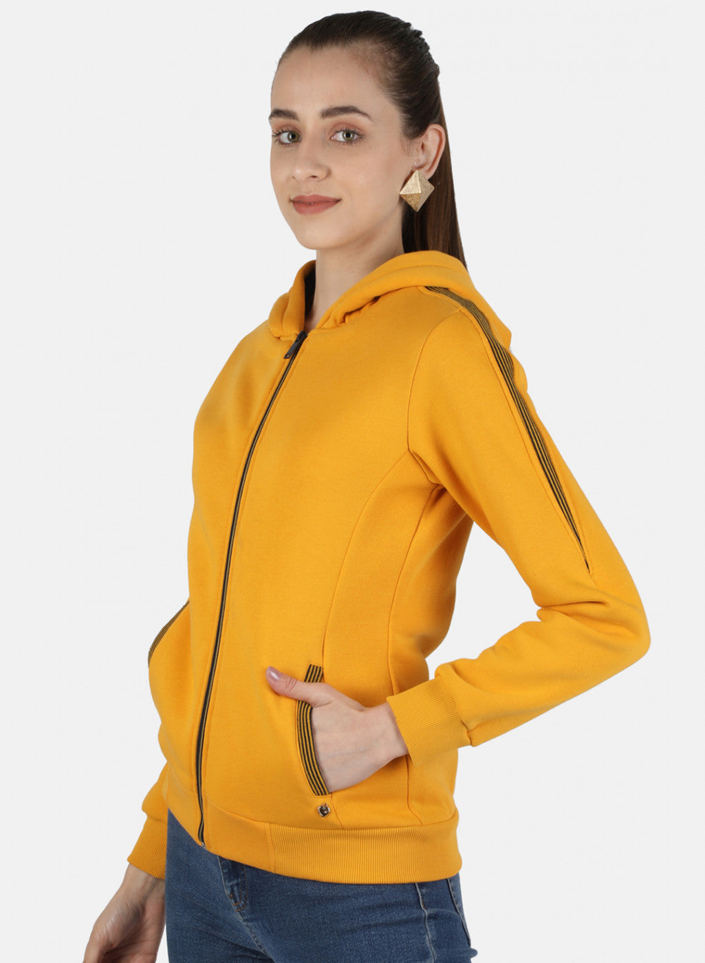 Women Mustard Solid Sweatshirt