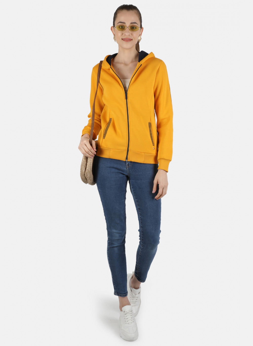 Women Mustard Solid Sweatshirt