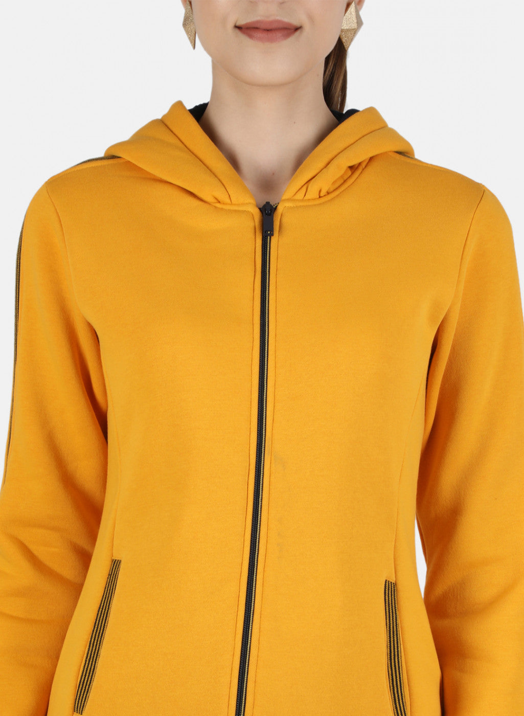 Women Mustard Solid Sweatshirt