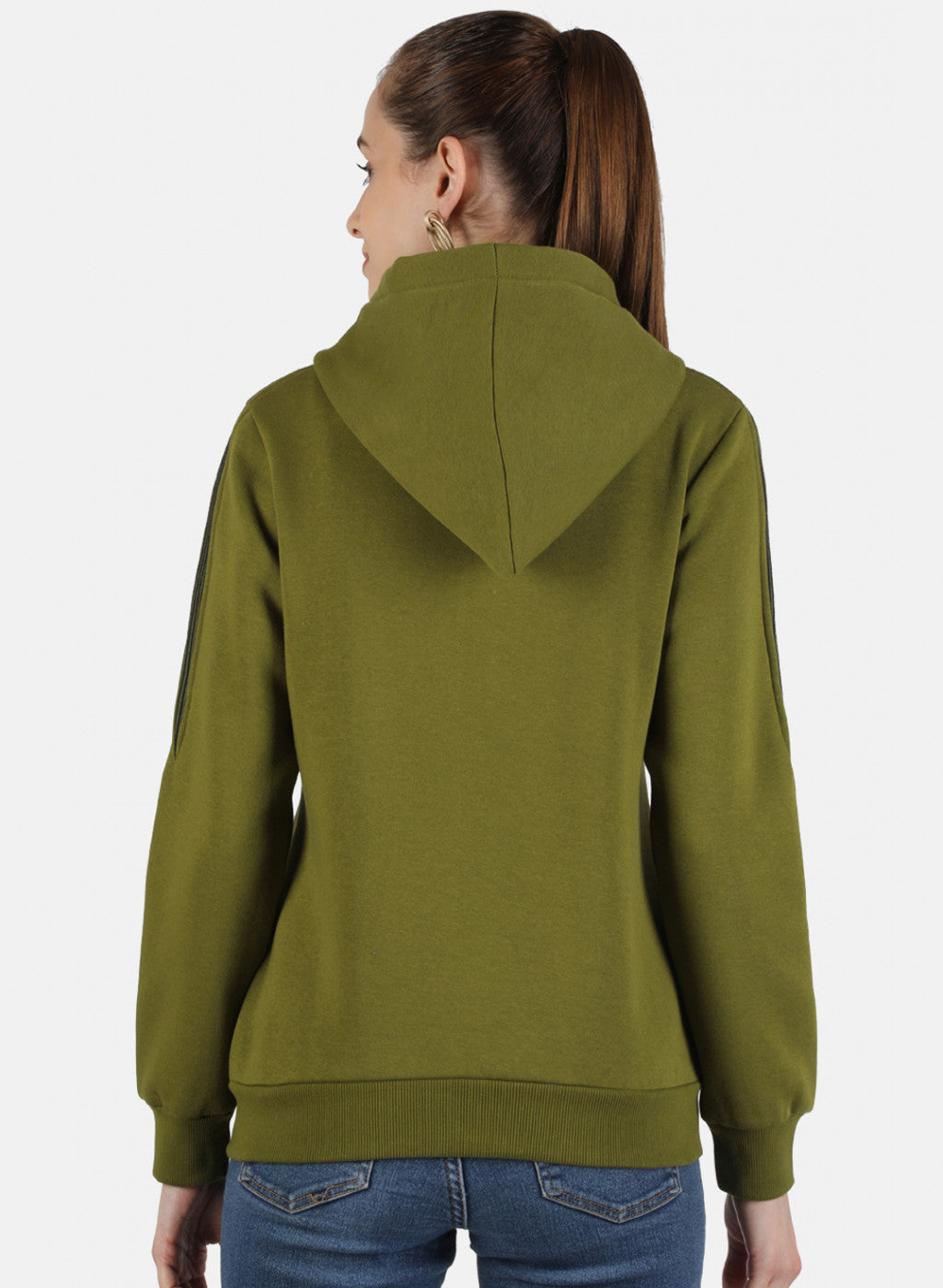 Women Green Solid Sweatshirt