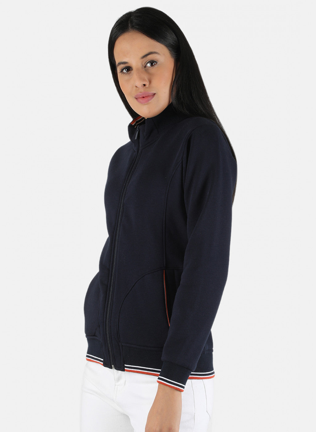 Women Blue Solid Sweatshirt