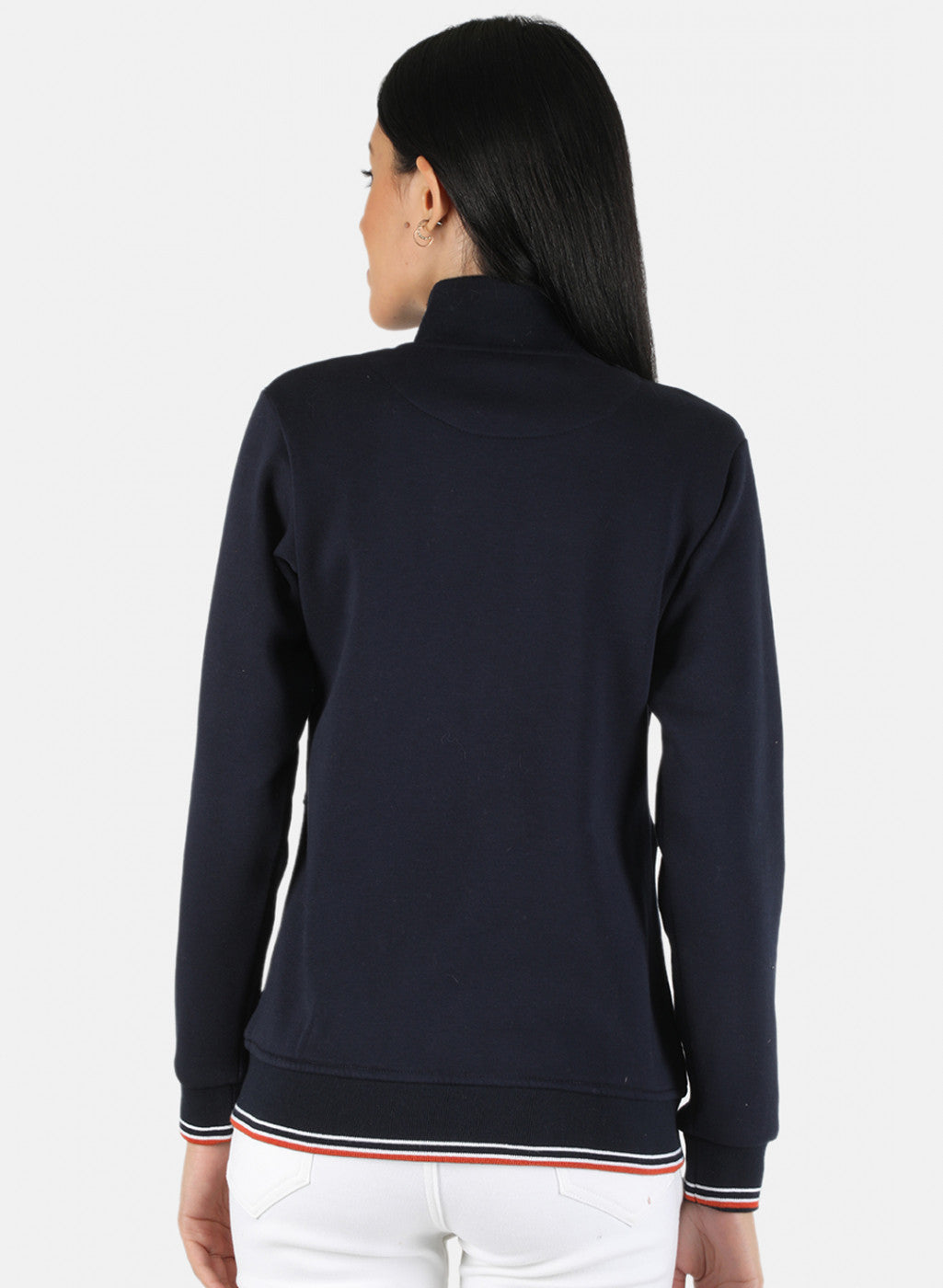 Women Blue Solid Sweatshirt