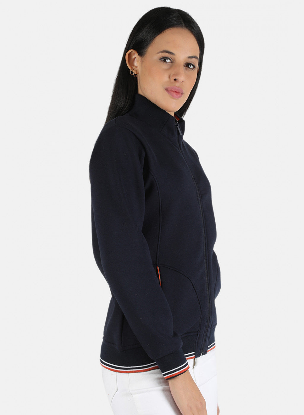 Women Blue Solid Sweatshirt