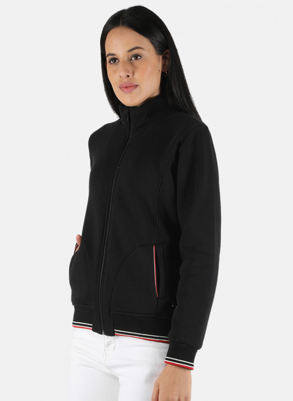 Women Black Solid Sweatshirt