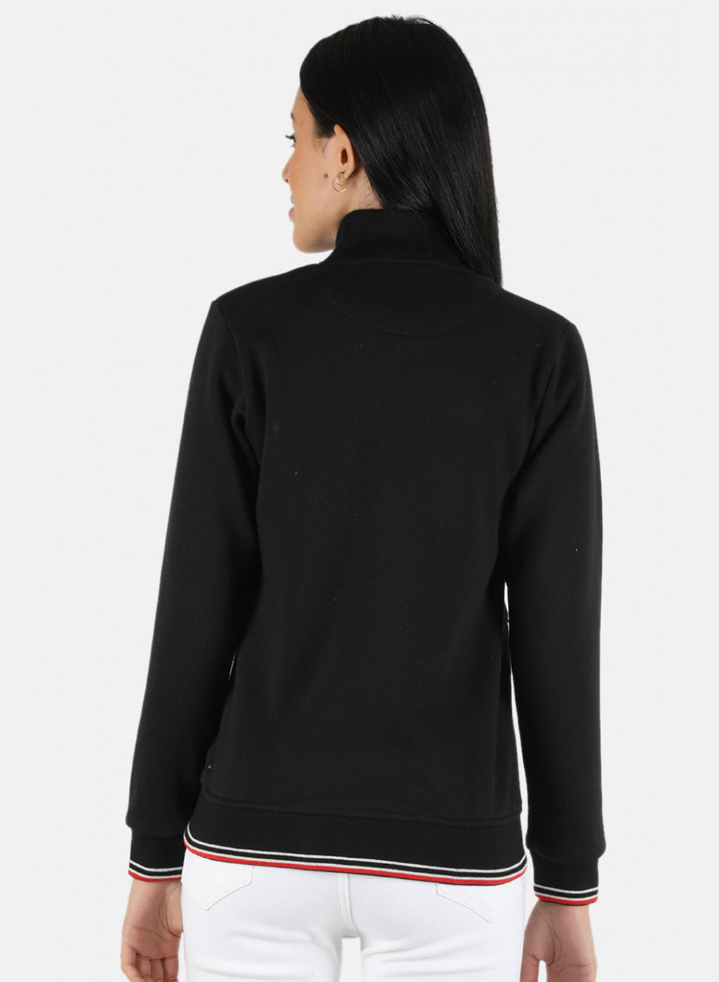 Women Black Solid Sweatshirt