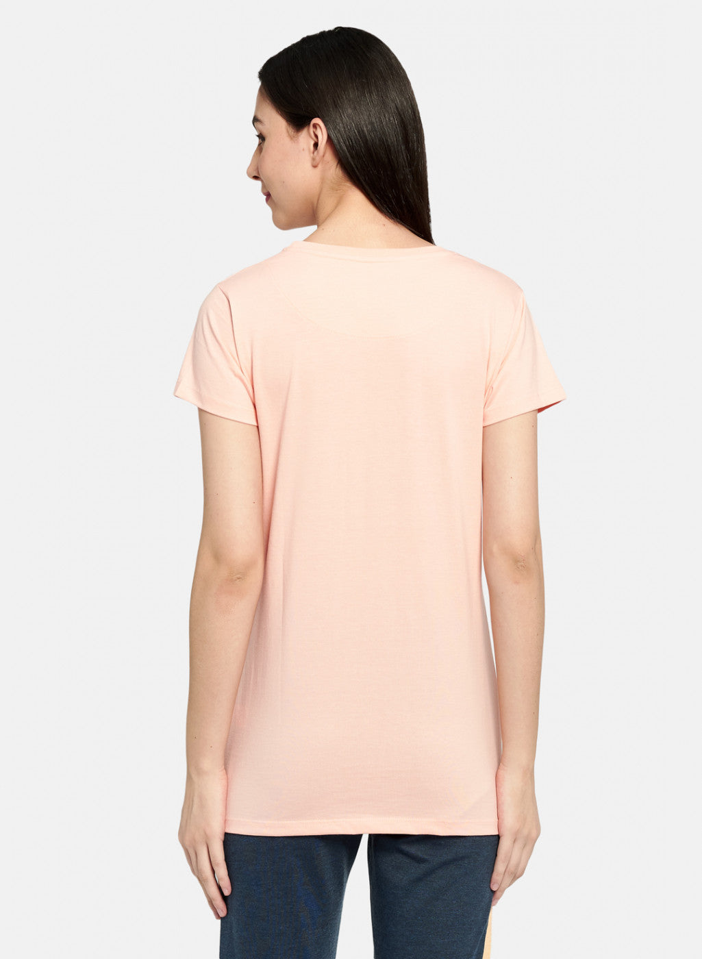 Womens Peach & Off White Printed Top