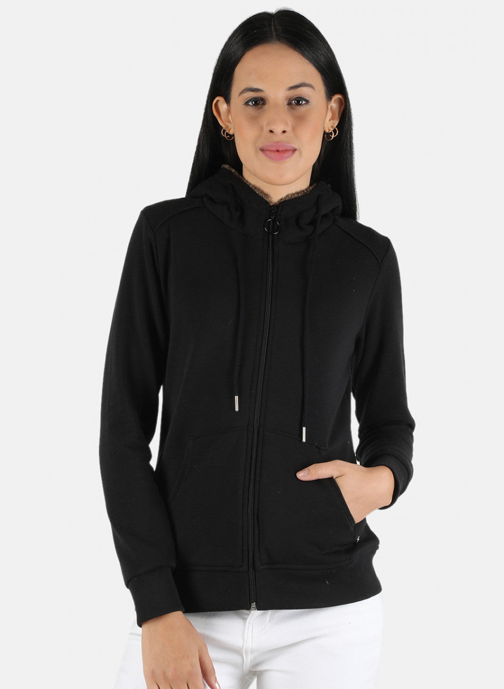 Women Black Solid Sweatshirt