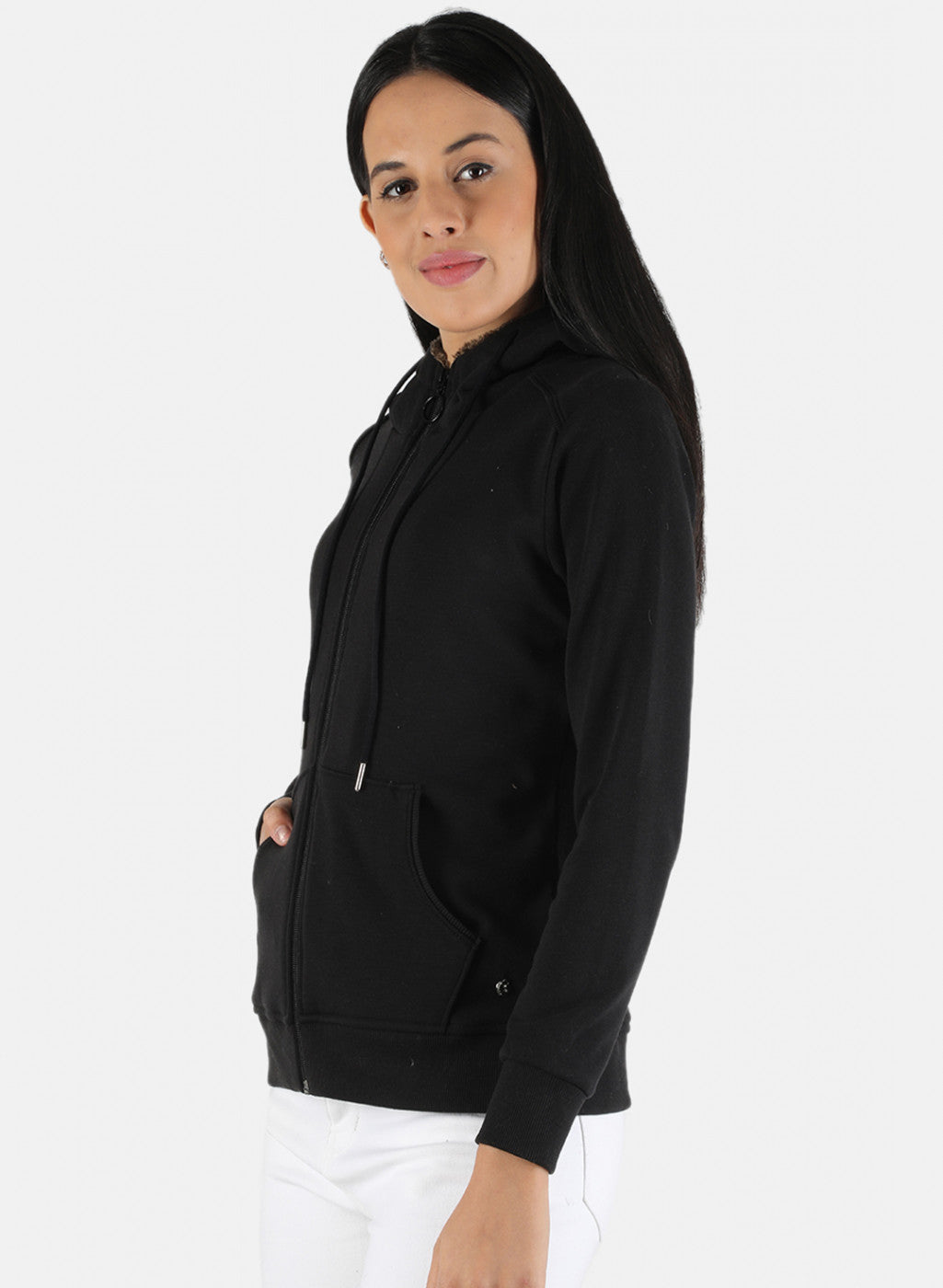 Women Black Solid Sweatshirt