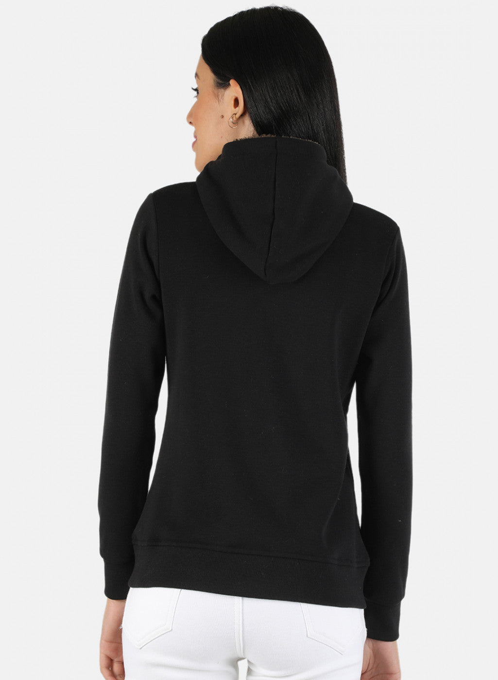 Women Black Solid Sweatshirt