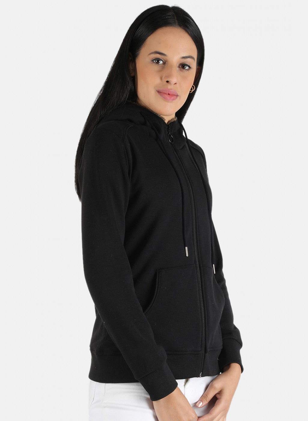 Women Black Solid Sweatshirt