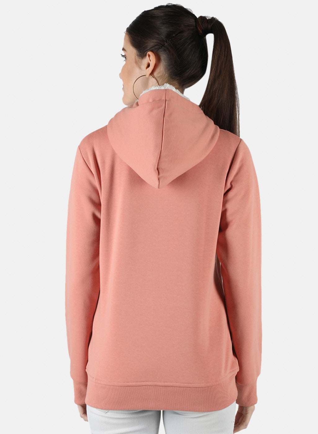 Women Beige Solid Sweatshirt