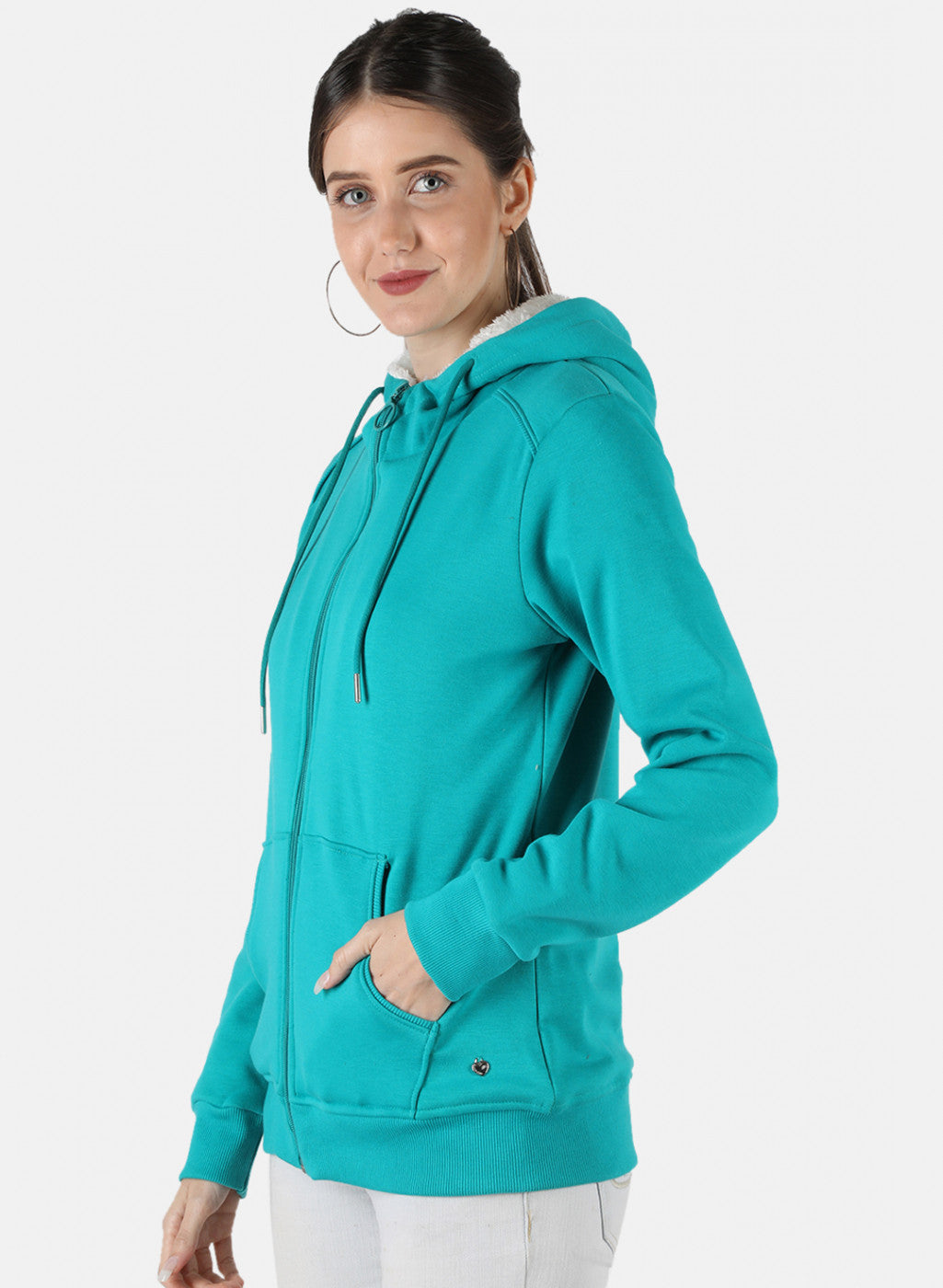 Women Blue Solid Sweatshirt