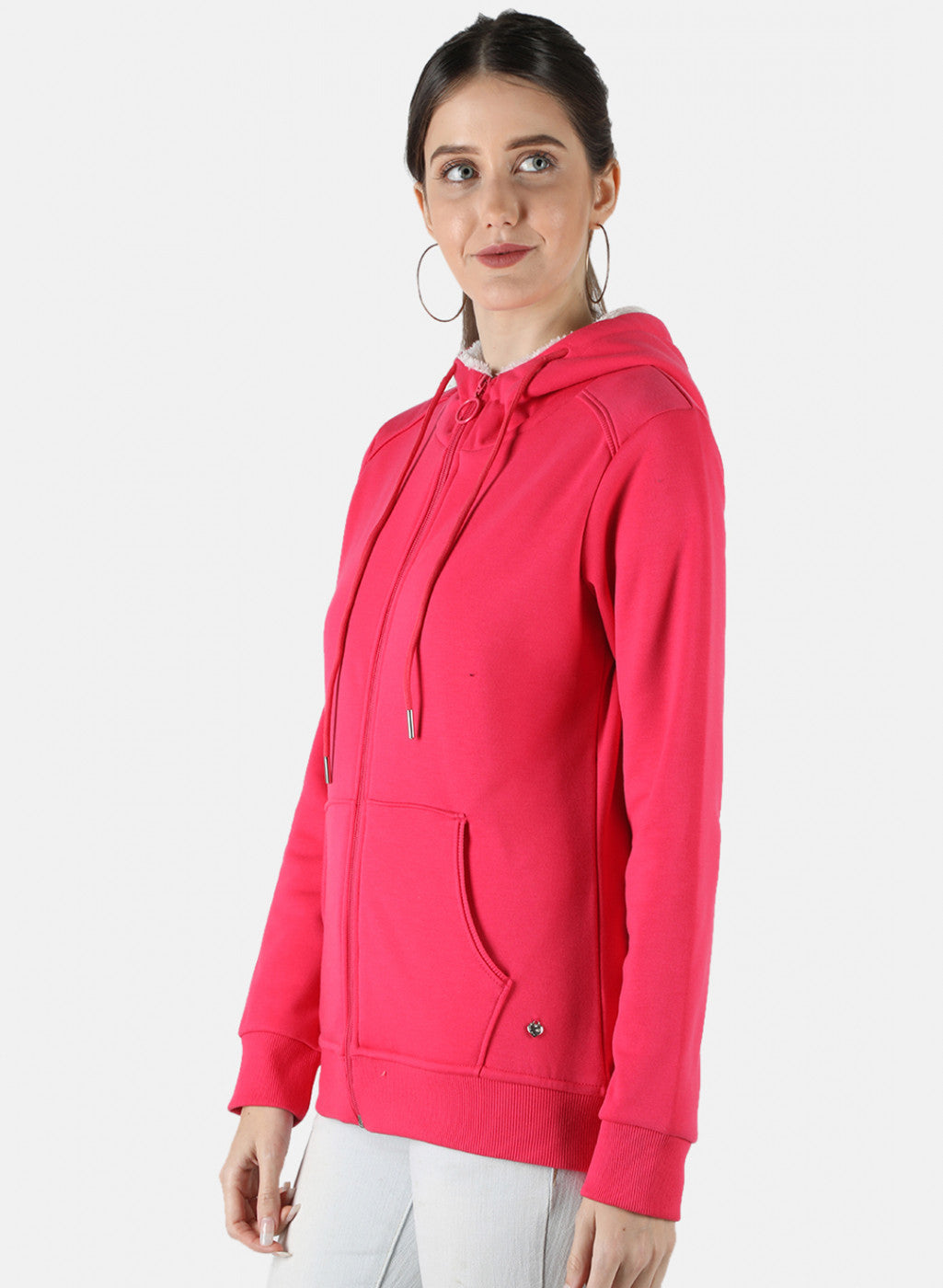 Women Pink Solid Sweatshirt