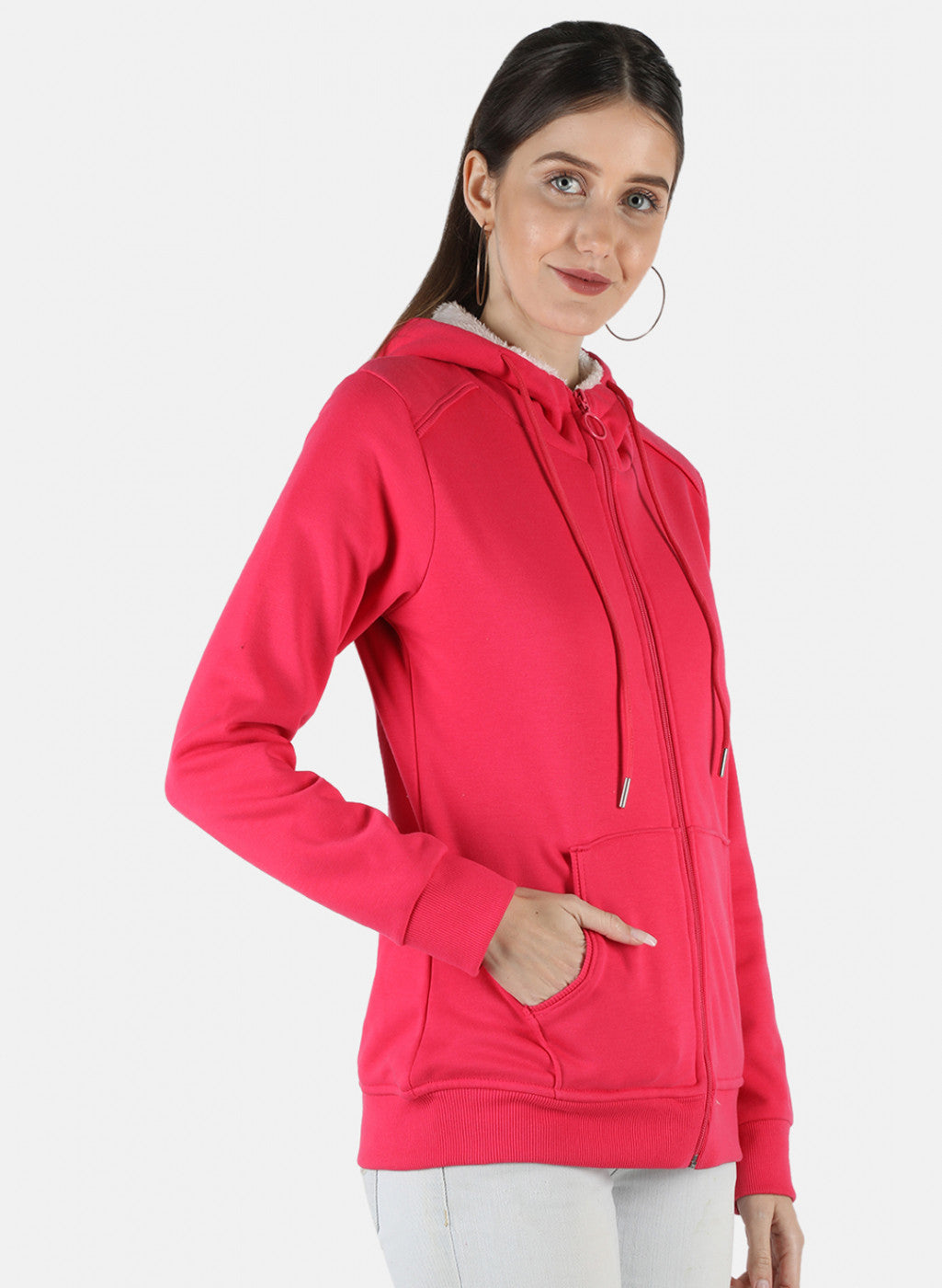 Women Pink Solid Sweatshirt