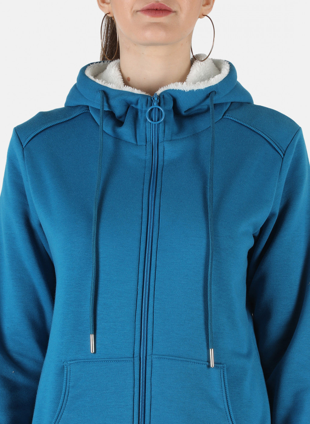 Women Blue Solid Sweatshirt