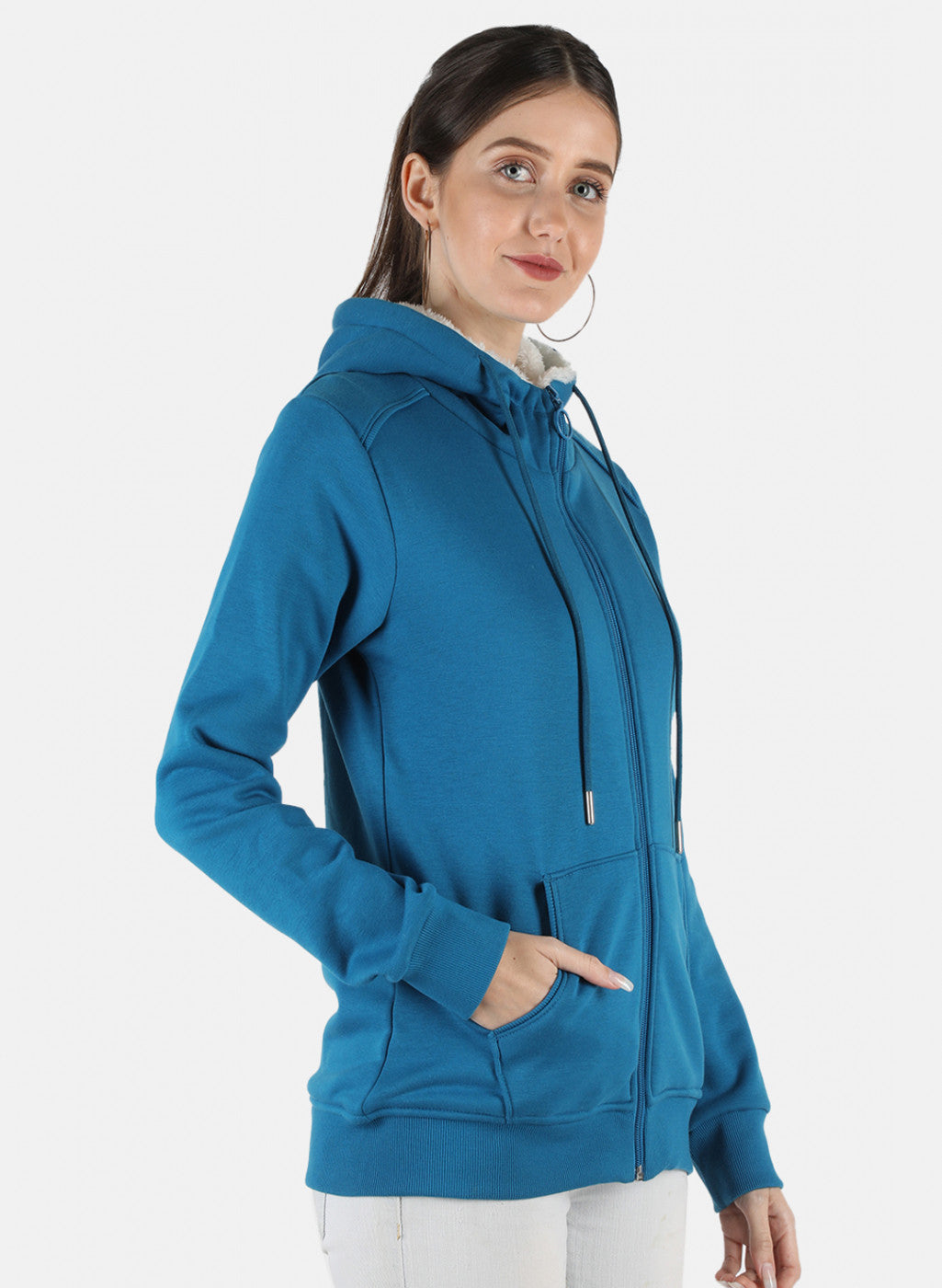 Women Blue Solid Sweatshirt