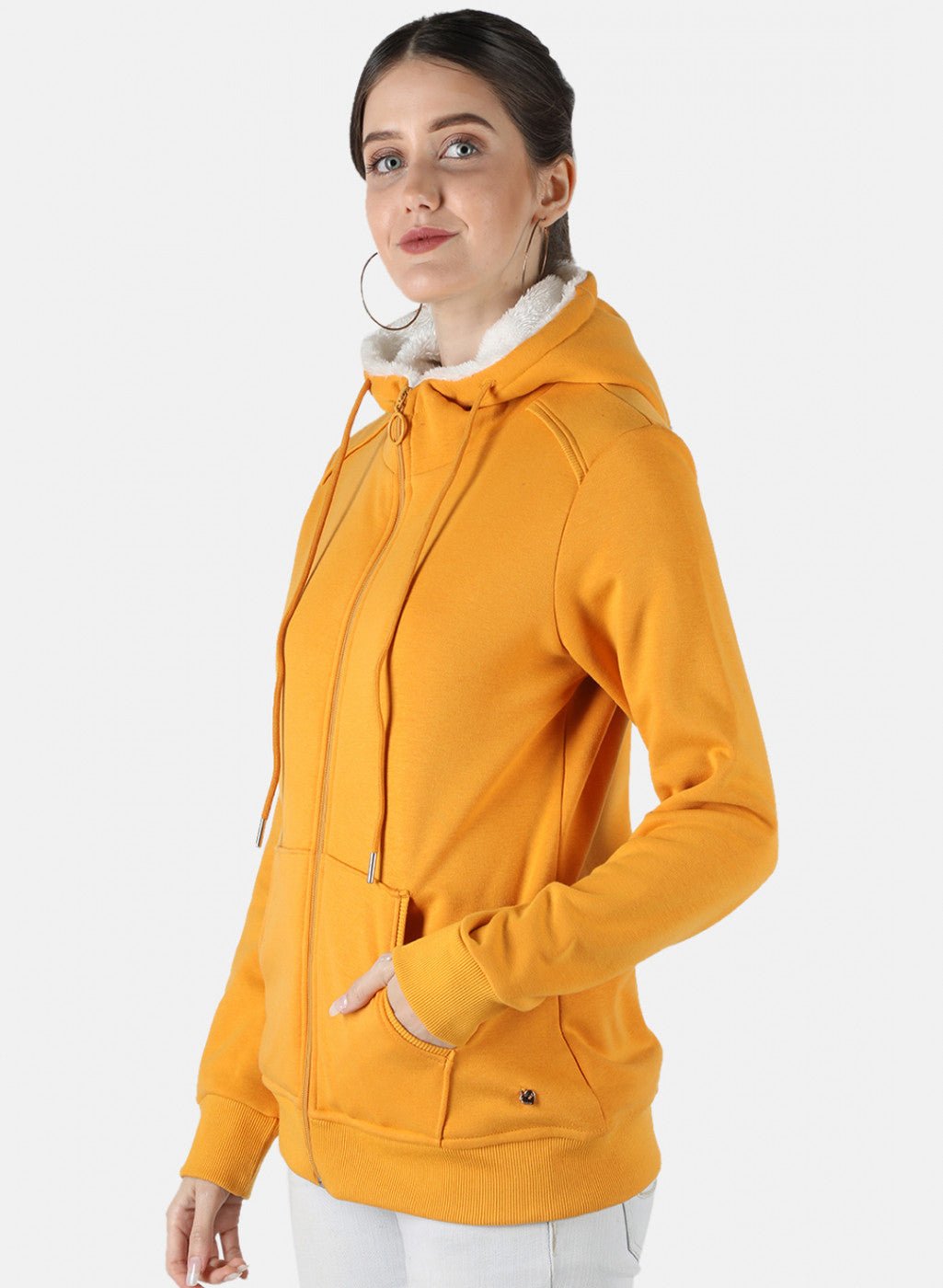 Women Mustard Solid Sweatshirt