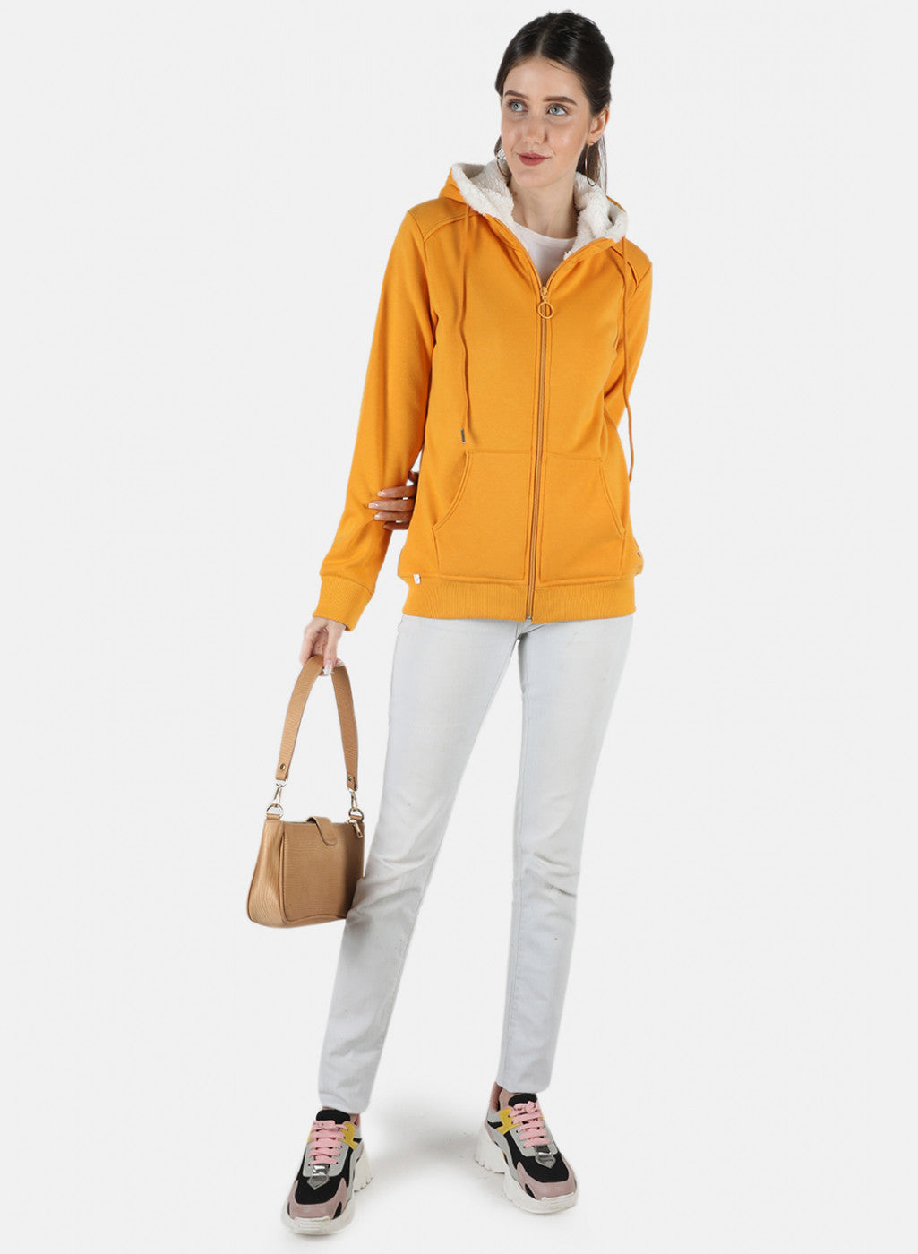 Women Mustard Solid Sweatshirt