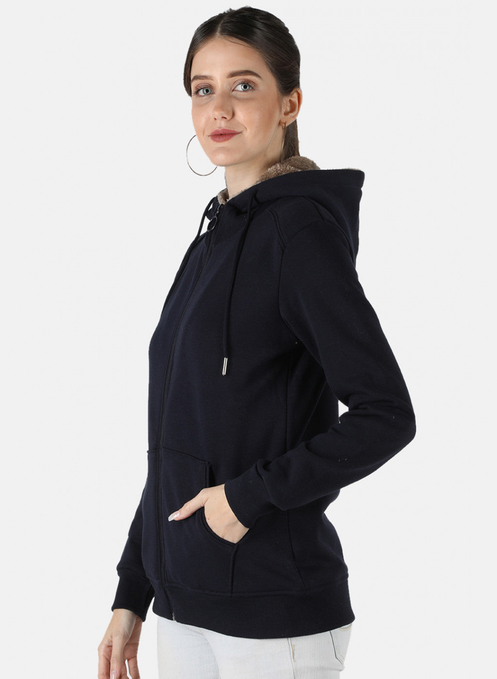 Women NAvy Blue Solid Sweatshirt