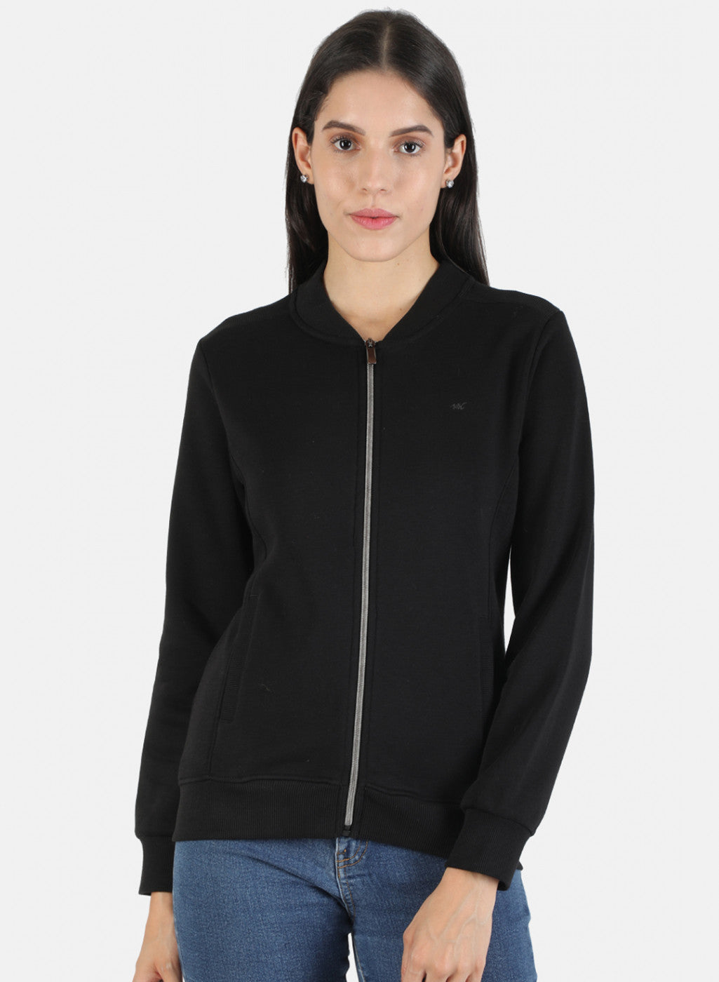 Women Black Solid Sweatshirt